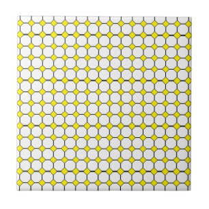 Yellow rhombus Ceramic Tile, Small (4.25" x 4.25") Tile