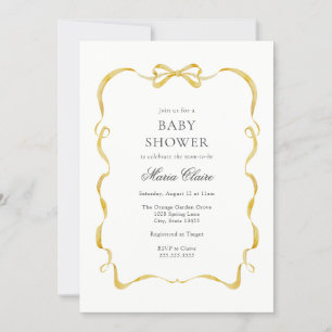 Yellow Ribbon and Bows Baby Shower Invitation