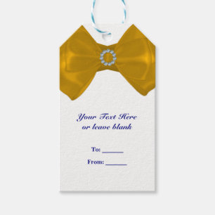 Yellow Ribbon Bow & Diamonds Elegant Chic Glam Gift Tags