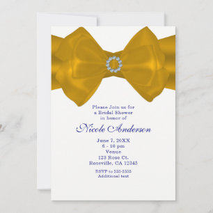 Yellow Ribbon Bow & Diamonds Elegant Invitations