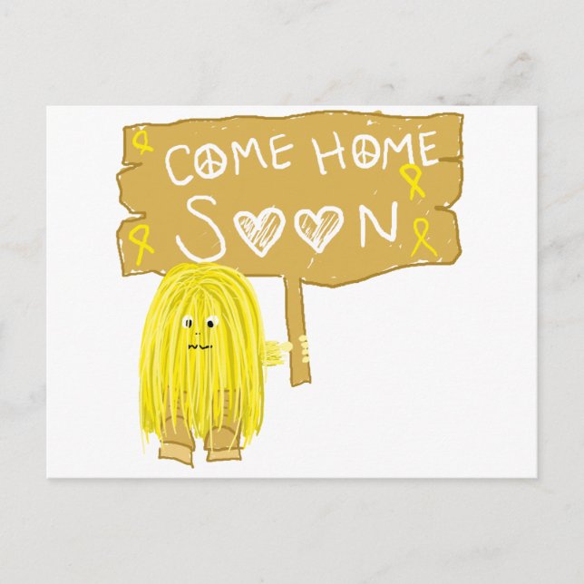 Yellow Ribbon Come Home Soon Postcard (Front)