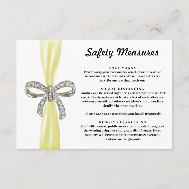 Yellow Ribbon Diamond Bow Safety Measures Enclosure Card (Front)