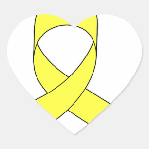 Yellow Ribbon Drawing Heart Sticker