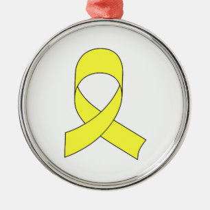 Yellow Ribbon Drawing Metal Ornament