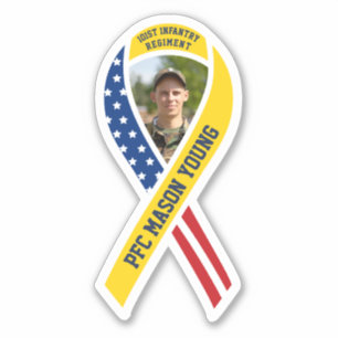 Yellow Ribbon Flag Military Custom Photo & Name
