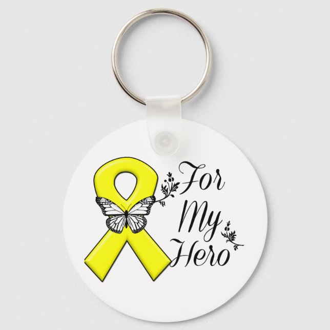 Yellow Ribbon For My Hero Keychain (Front)