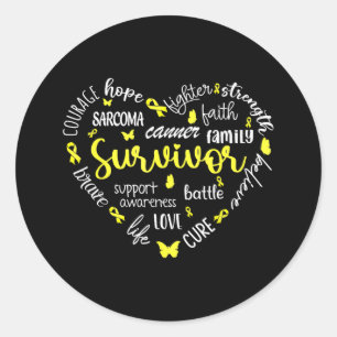 Yellow Ribbon Heart Sarcoma Cancer Awareness Warri Classic Round Sticker