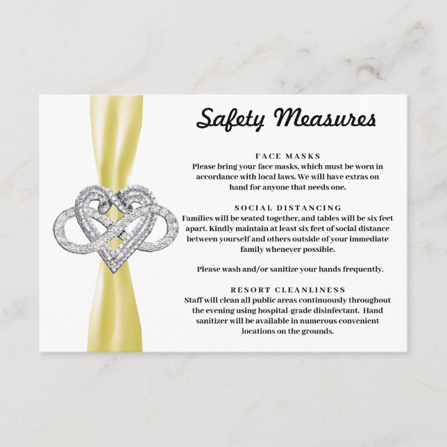 Yellow Ribbon Infinity Heart Safety Measures Enclosure Card (Front)