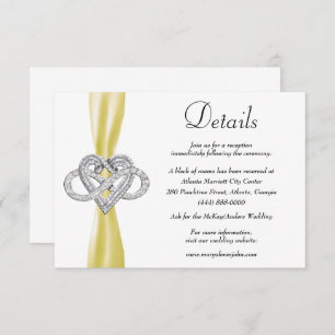 Yellow Ribbon Infinity Heart Wedding Details Enclosure Card