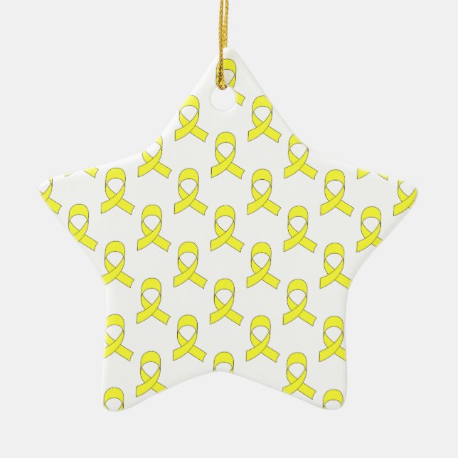 Yellow Ribbon Pattern Ceramic Ornament (Front)