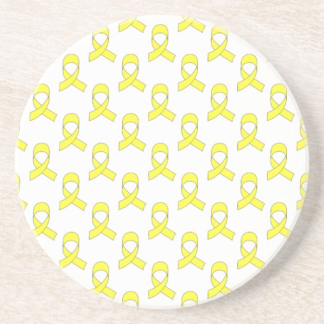 Yellow Ribbon Pattern Coaster (Front)