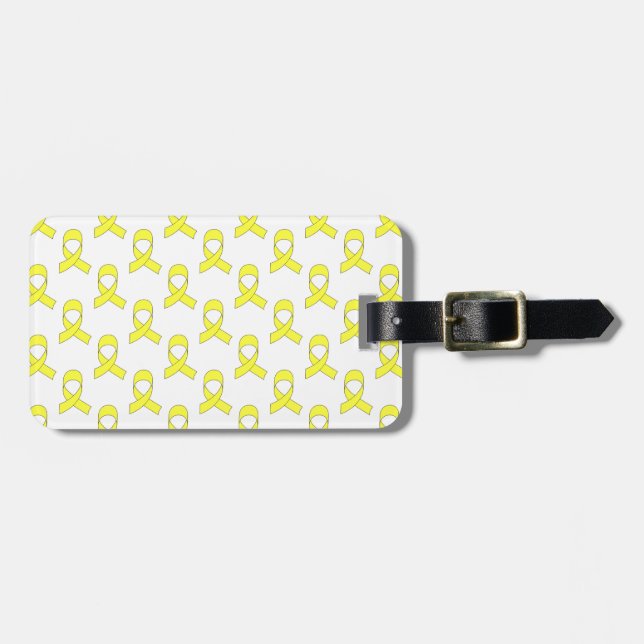 Yellow Ribbon Pattern Luggage Tag (Front Horizontal)