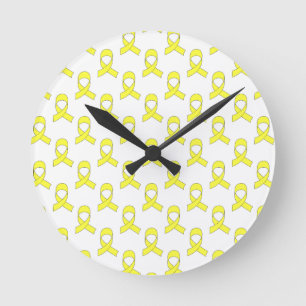 Yellow Ribbon Pattern Round Clock