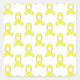 Yellow Ribbon Pattern Square Sticker