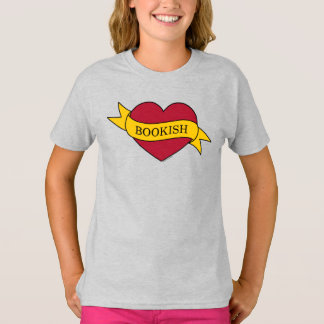 Yellow Ribbon Pink Bookish Heart T-Shirt