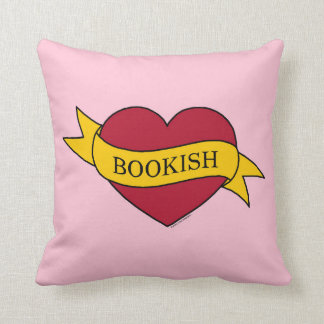 Yellow Ribbon Pink Bookish Heart Throw Pillow