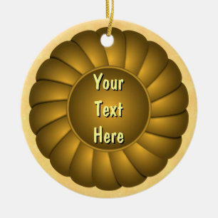 Yellow Ribbon Rosette to Personalize Ceramic Ornament