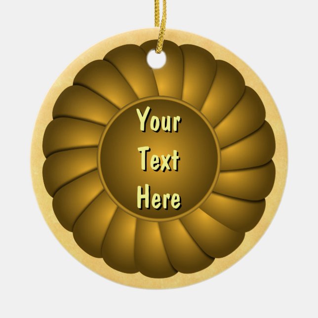 Yellow Ribbon Rosette to Personalize Ceramic Ornament (Front)