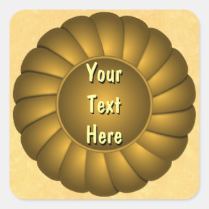 Yellow Ribbon Rosette to Personalize Square Sticker