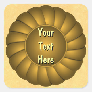 Yellow Ribbon Rosette to Personalize Square Sticker