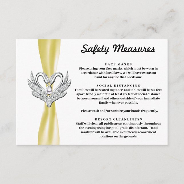 Yellow Ribbon Silver Swans Safety Measures Enclosure Card (Front)