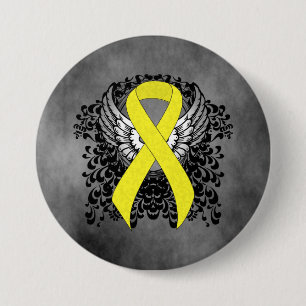 Yellow Ribbon with Wings 3 Inch Round Button