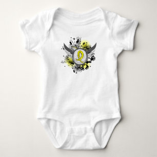 Yellow Ribbon With Wings Hydrocephalus Baby Bodysuit