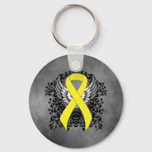 Yellow Ribbon with Wings Keychain