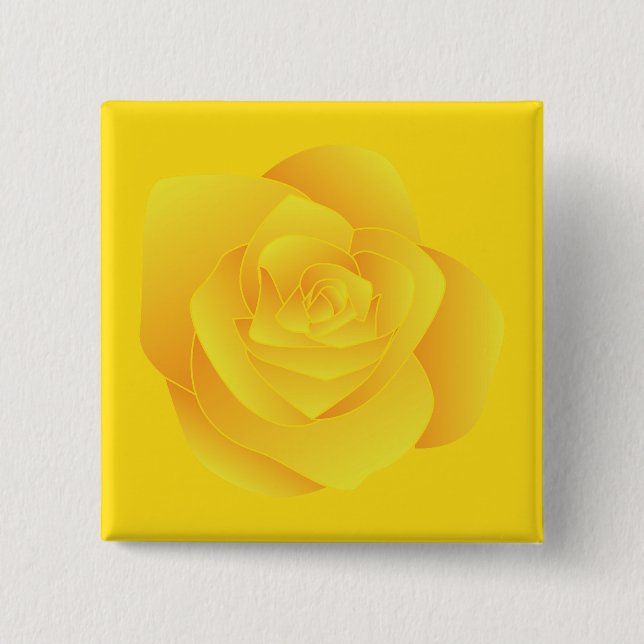 Yellow Rose 2 Inch Square Button (Front)