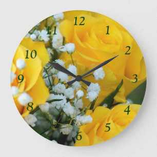 Yellow Rose #4 Clock- personalize as desired Large Clock