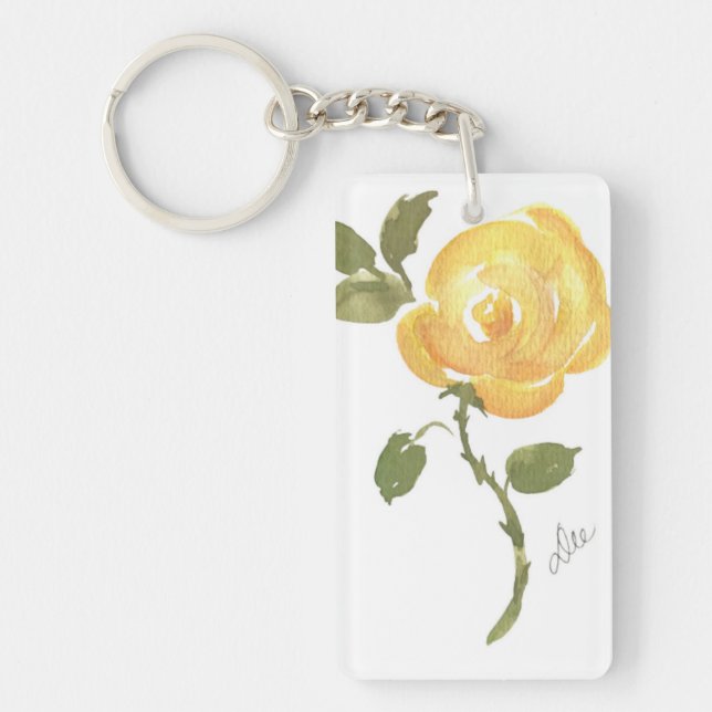 Yellow Rose Acrylic Keychain (Front)