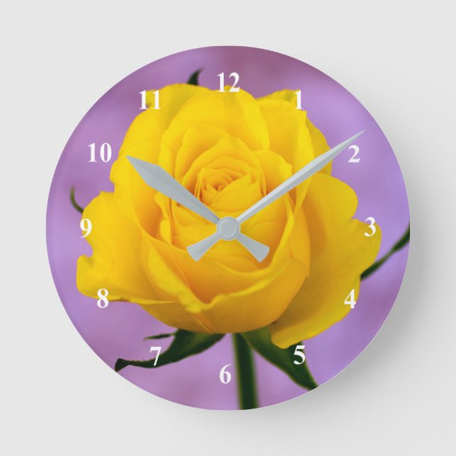 Yellow Rose Acrylic wall clock (Front)