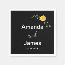 Yellow Rose and Green Vine Elegant Black Wedding