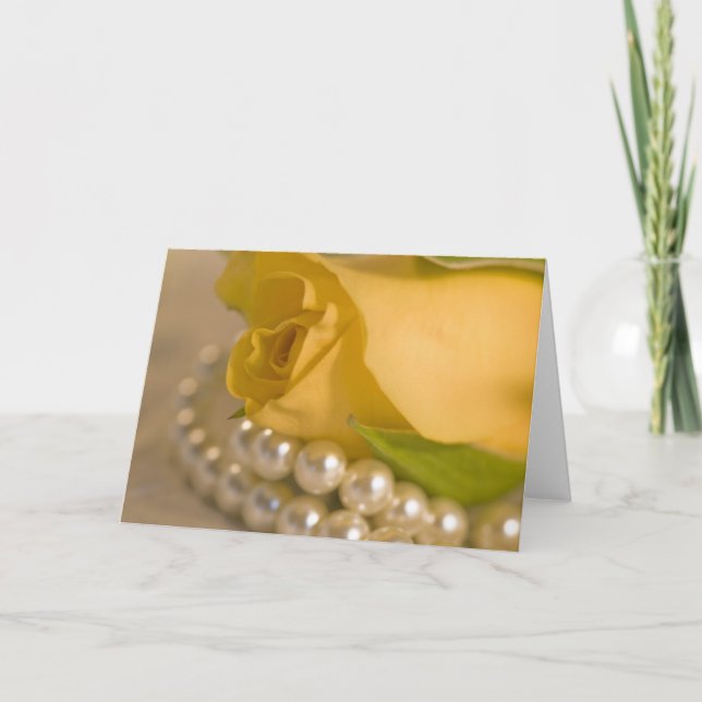 Yellow Rose and Pearls Card (Front)
