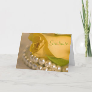 Yellow Rose and Pearls Graduation Congratulations Card