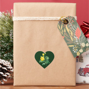 Yellow Rose and Rosebuds Heart Sticker