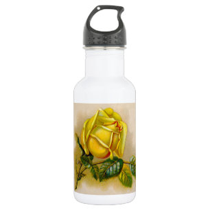 Yellow Rose Antique Vintage Print Fine Art 532 Ml Water Bottle