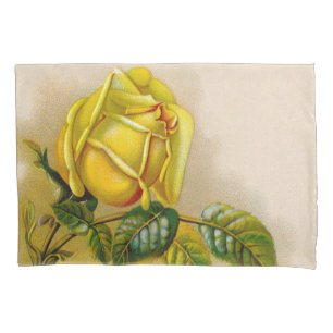 Yellow Rose Antique Vintage Print Fine Art Pillowcase