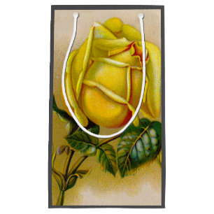 Yellow Rose Antique Vintage Print Fine Art Small Gift Bag