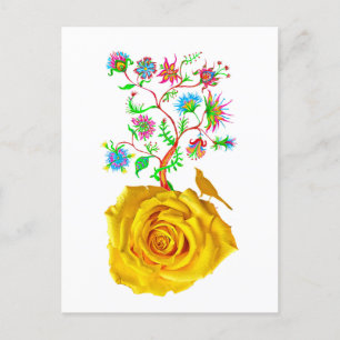 Yellow rose art postcard