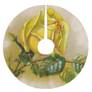Yellow Rose Artwork Print Fine Art Brushed Polyester Tree Skirt