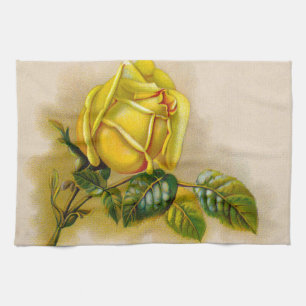 Yellow Rose Artwork Print Fine Art Kitchen Towel
