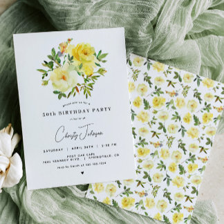 Yellow Rose Birthday Party Invitation