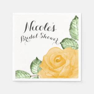 Yellow Rose Bridal Shower Elegant Party Wedding Napkin