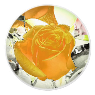 Yellow Rose Burst Ceramic Knob