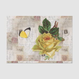 Yellow Rose Butterfly Vintage Italian Tissue Paper