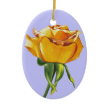 Yellow Rose Christmas Ornament