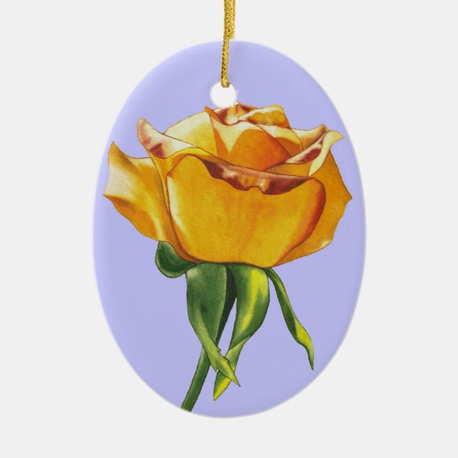 Yellow Rose Christmas Ornament (Front)