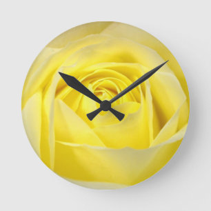 Yellow Rose Closeup Round Clock
