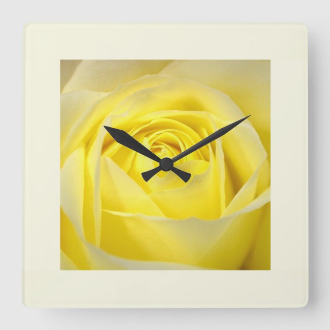 Yellow Rose Closeup Square Wall Clock (Front)